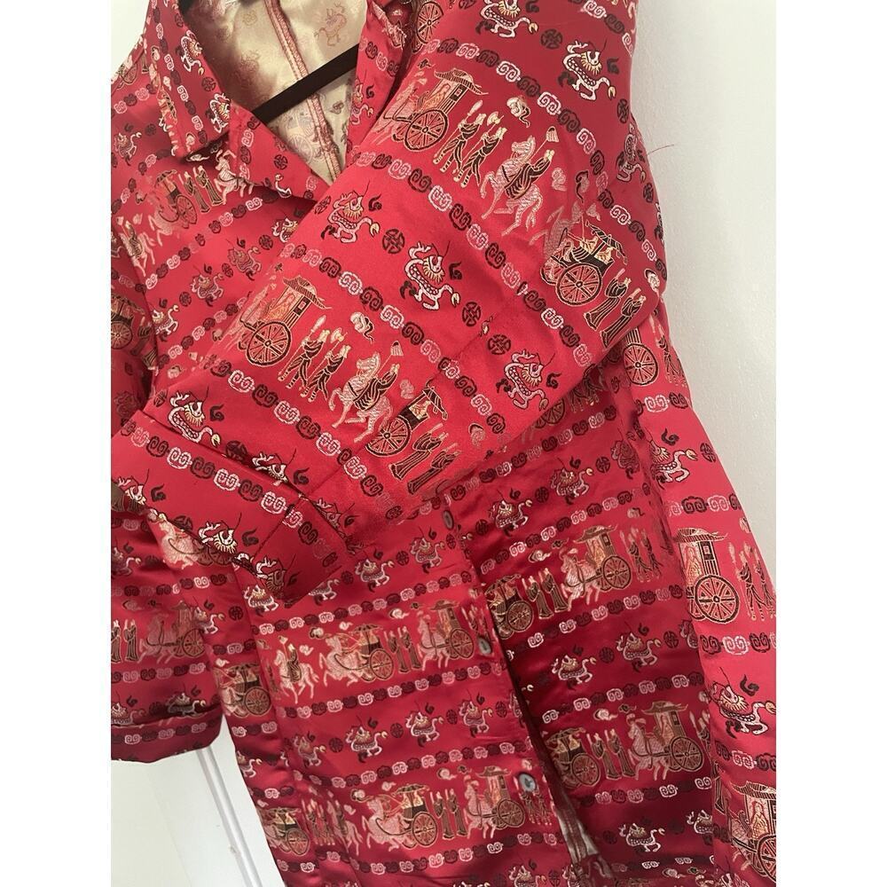 Vintage Chicos Asian Inspired Oriental Print Shacket Jacket Art To Wear Size 1 - Picture 4 of 11